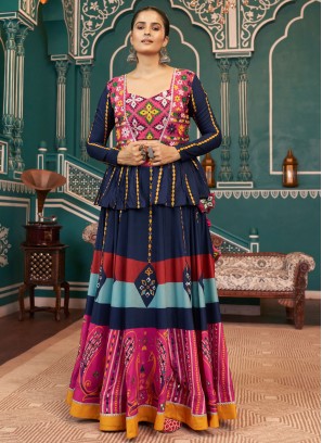 Multi Colour Poly Silk Mirror Readymade Lehenga Choli