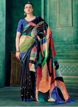 Multi Colour Pure Crepe Party Saree