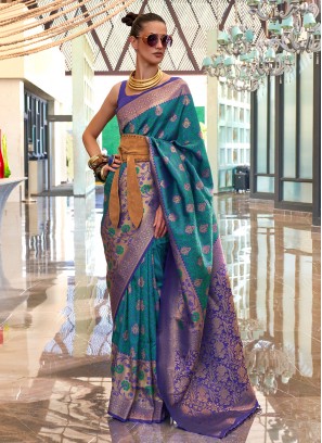 Multi Colour Reception Handloom silk Contemporary Saree