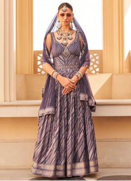 Multi Colour Sangeet Silk Trendy Gown