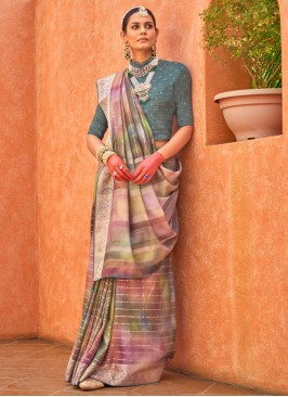 Multi Colour Silk Contemporary Saree