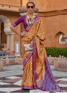 Multi Colour Silk Mehndi Saree
