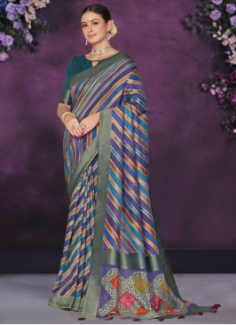 Multi Colour Tussar Silk Party Contemporary Saree