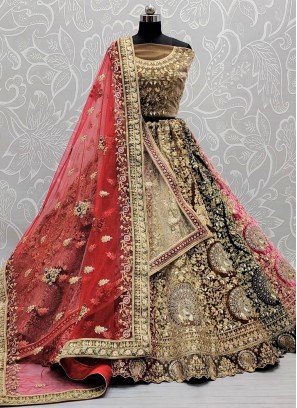 Multi Colour Velvet Fancy Lehenga Choli