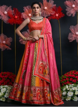 Multi Colour Viscose A Line Lehenga Choli