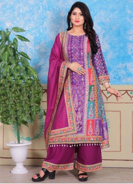 Muslin Lavender Embroidered Trendy Salwar Kameez