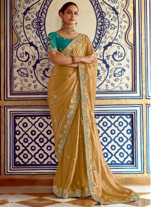 Mustard Color Designer Saree