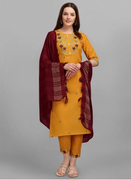 Mustard Cotton Festival Salwar Suit