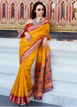 Mustard Festival Handloom silk Classic Saree