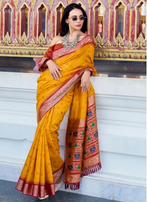 Mustard Festival Handloom silk Classic Saree