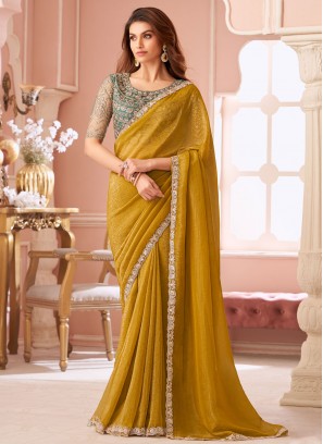 Mustard Georgette Sangeet Contemporary Saree