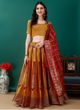 Mustard Jacquard Work Trendy Lehenga Choli