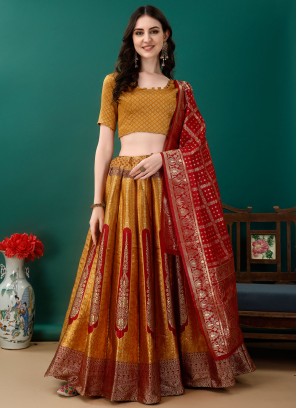 Mustard Jacquard Work Trendy Lehenga Choli