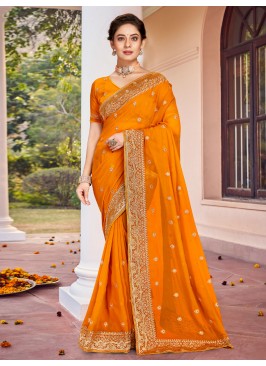 Mustard Party Georgette Classic Saree