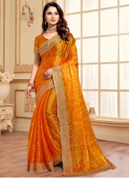 Mustard Sequins Classic Saree