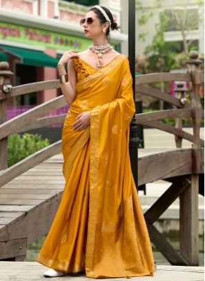 Mustard Weaving Satin Classic Saree