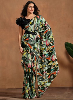 Mystic Satin Silk Digital Print Multi Colour Tradi