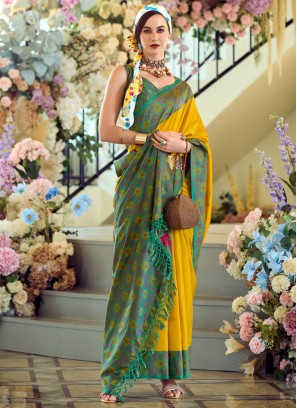 Mystical Mustard Ceremonial Contemporary Saree