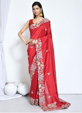 Mystical Red Crepe Silk Classic Saree