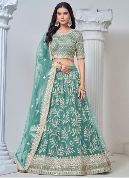 Mystical Turquoise Thread Designer Lehenga Choli