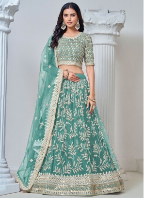 Mystical Turquoise Thread Designer Lehenga Choli