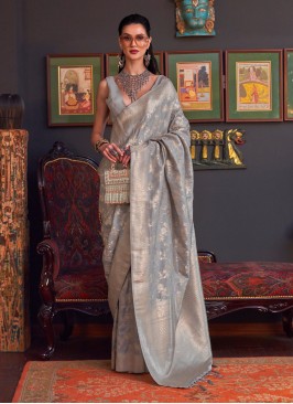 Mystical Weaving Grey Contemporary Saree