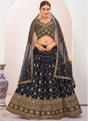 Navy Blue Color Readymade Lehenga Choli