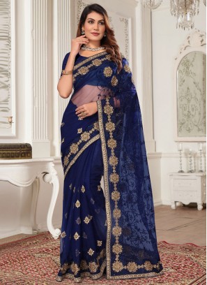 Navy Blue Color Trendy Saree