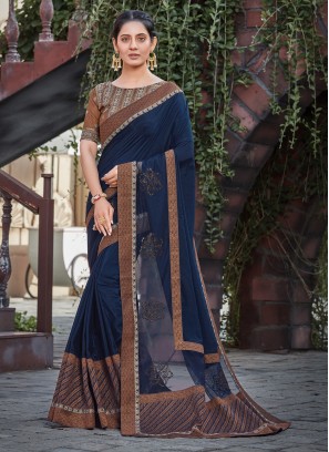 Navy Blue Color Trendy Saree