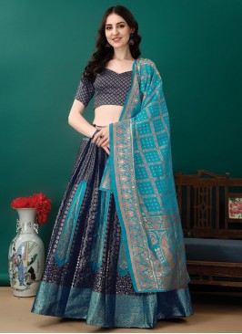 Navy Blue Jacquard Work Festival Designer Lehenga Choli