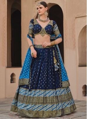 Navy Blue Lace Ceremonial Readymade Lehenga Choli