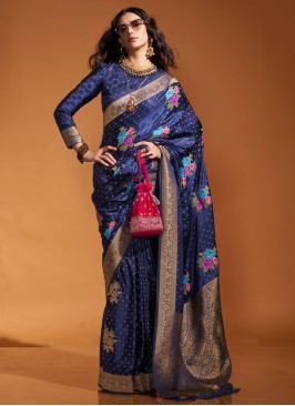 Navy Blue Weaving Classic Saree