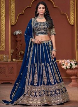 Navy Blue Zari Wedding Readymade Lehenga Choli