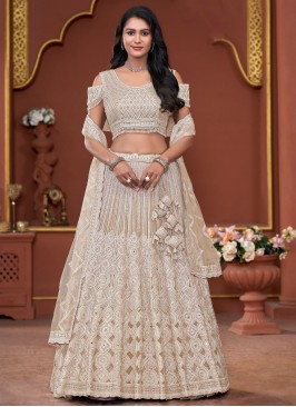 Net Beige Designer Lehenga Choli