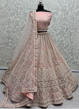 Net Diamond Peach Trendy Lehenga Choli