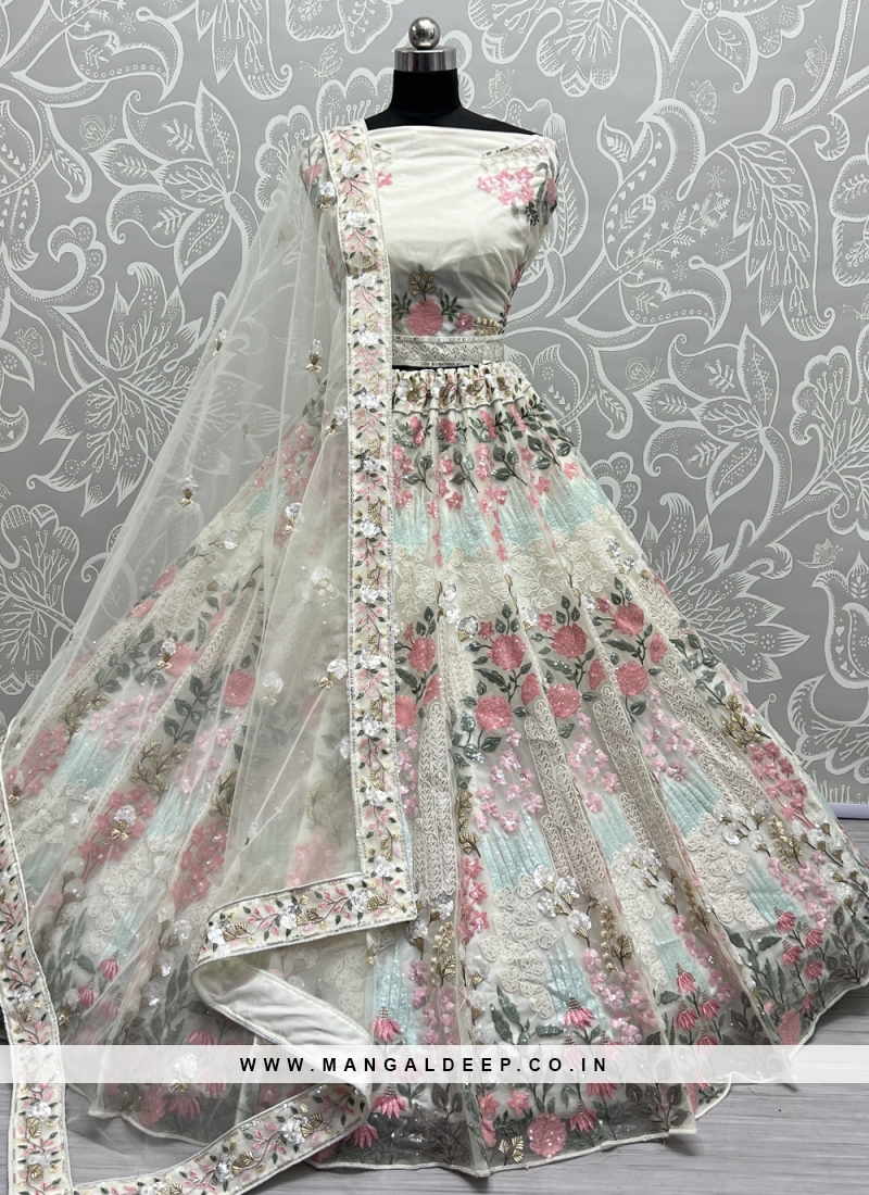 Off White Color wedding Collection Designer Lehenga Choli :: ANOKHI FASHION