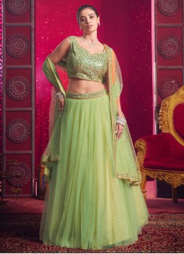 Net Green Readymade Lehenga Choli