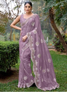 Net Lavender Contemporary Saree