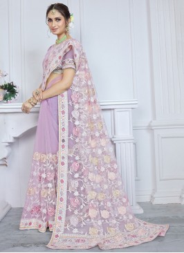 Net Lavender Stone Designer Saree