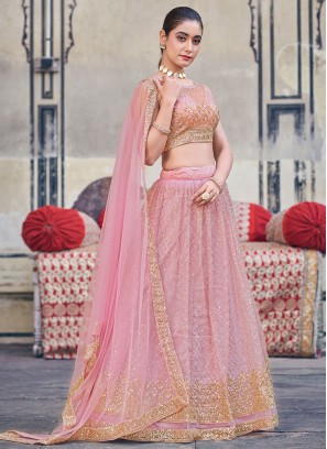 Net Pink Thread Designer Lehenga Choli