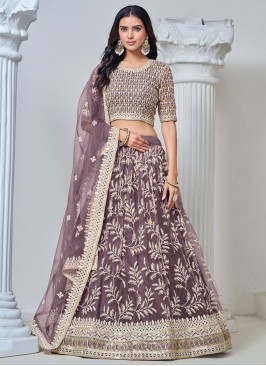 Net Purple Thread Lehenga Choli