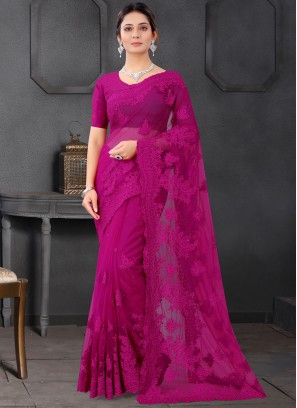 Net Resham Purple Trendy Saree