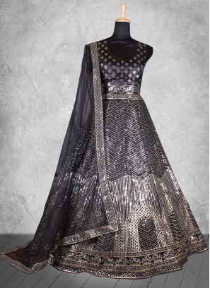 Net Sequins Black Trendy Lehenga Choli