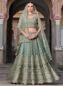 Net Sequins Blue and Grey Trendy Lehenga Choli