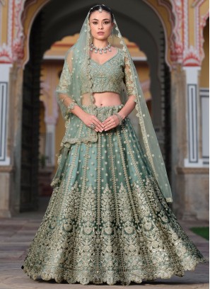 Net Sequins Blue and Grey Trendy Lehenga Choli