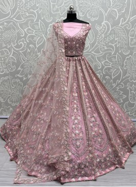Net Sequins Designer Lehenga Choli in Pink