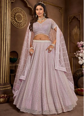 Net Stone Lavender Readymade Lehenga Choli