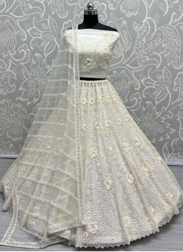 Net Thread White Lehenga Choli