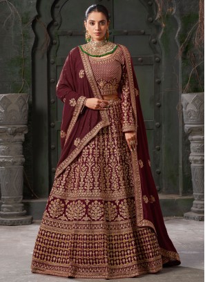 Nice Maroon Ceremonial Readymade Lehenga Choli