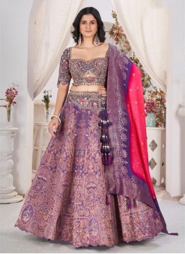 Nice Purple Thread Jacquard Readymade Lehenga Choli